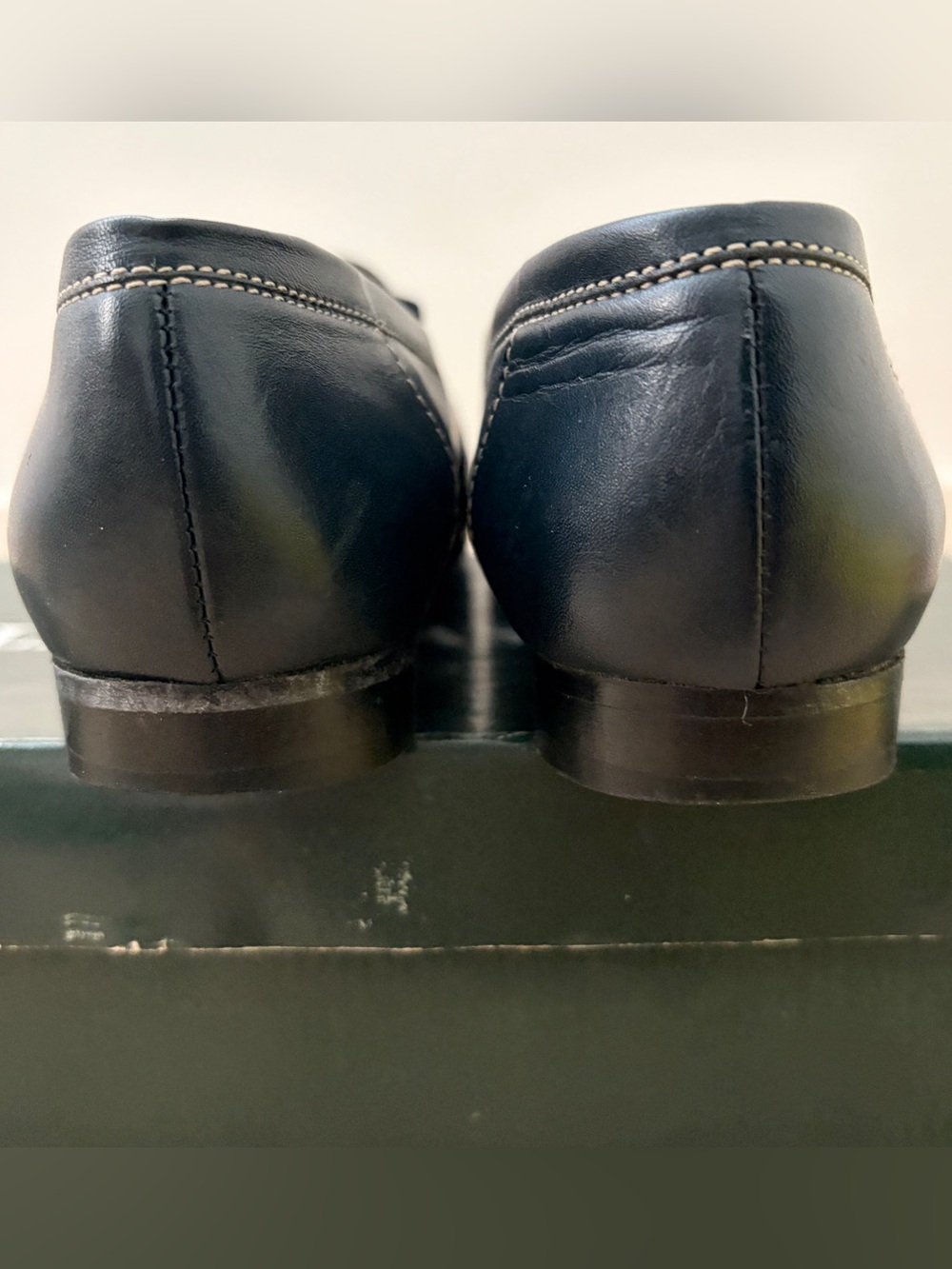 Laura Ashley Dark Navy Blue Loafers Heels Size 37 - Picture 7 of 12